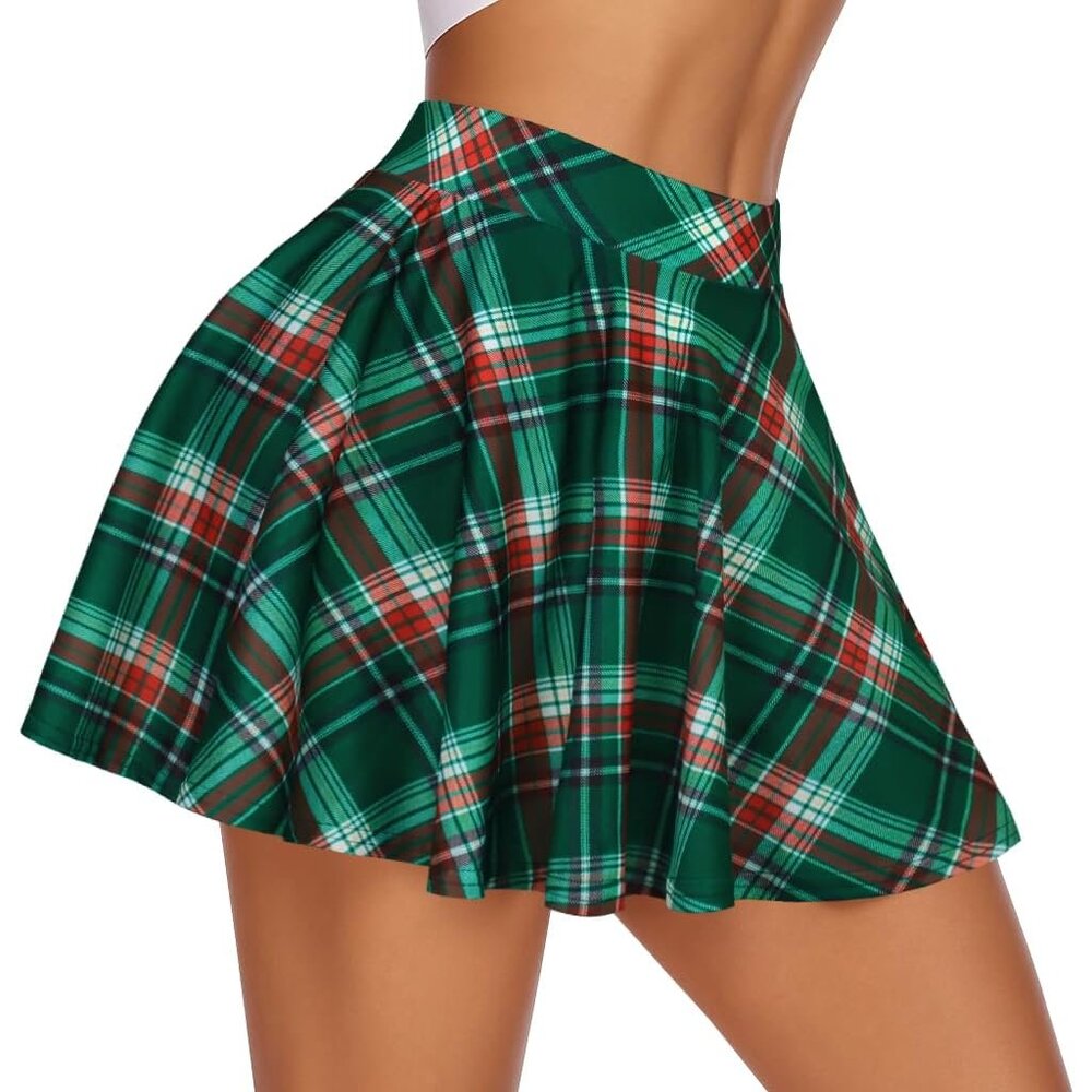 Summer Casual Pleated Skater Skirt - A-Line High Waisted With Stretch Fit